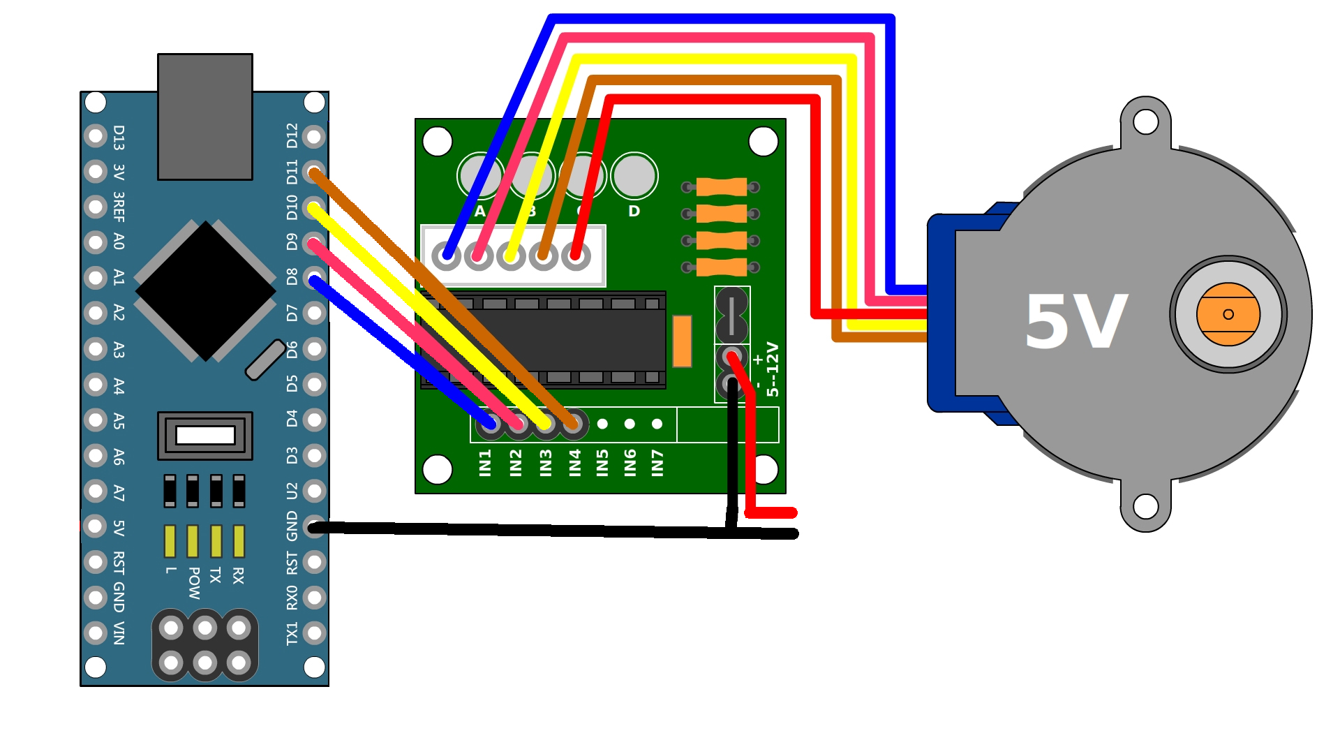 подключение шагового двигателя к Ардуино