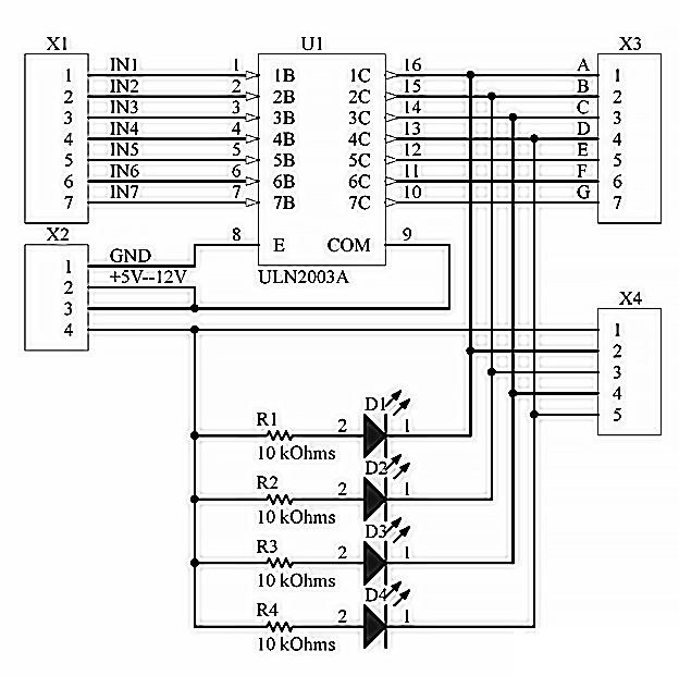 схема подключения ULN2003A